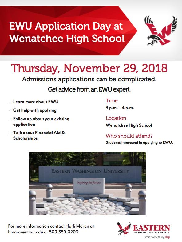 EWU Application Day November 29, 2018 Wenatchee High School